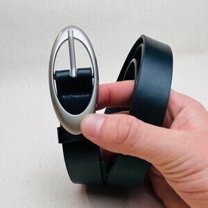 y2k style black american western simple designer oval belt